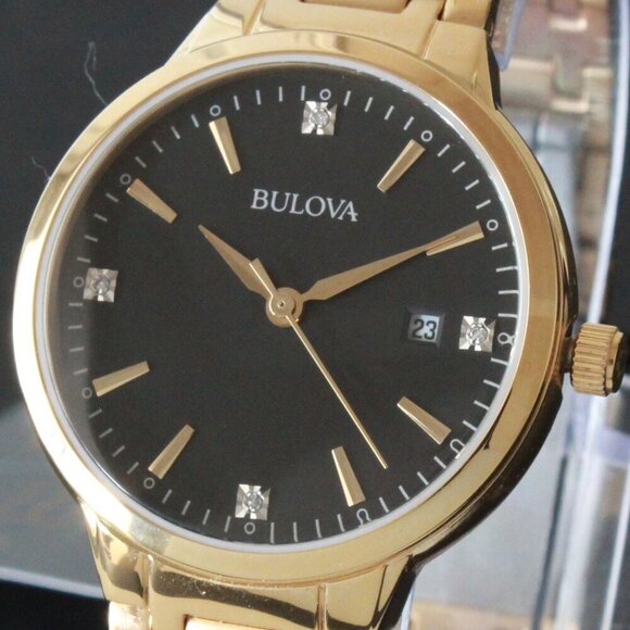 Bulova Ladies Diamond Accent Gold Tones Quartz Watch 32mm - Picture 10 of 13